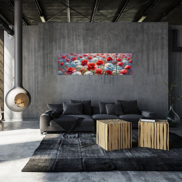 Obraz - Pole vlčích máků (170x50 cm)