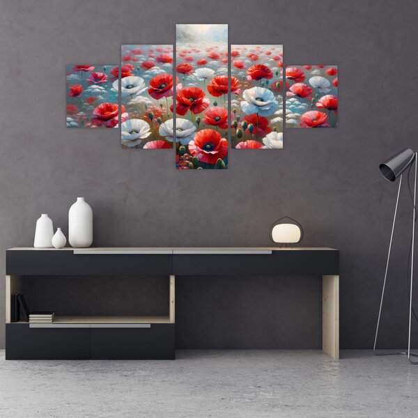 Obraz - Pole vlčích máků (125x70 cm)