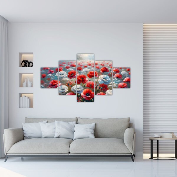 Obraz - Pole vlčích máků (125x70 cm)