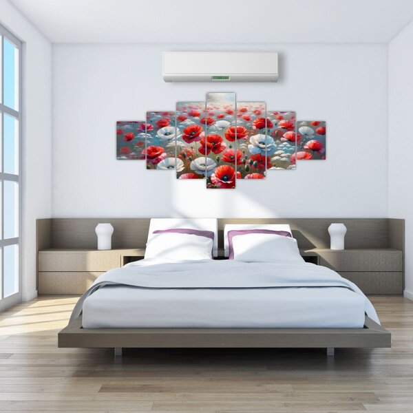 Obraz - Pole vlčích máků (210x100 cm)