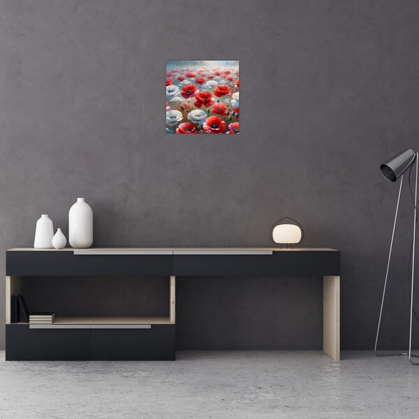 Obraz - Pole vlčích máků (30x30 cm)