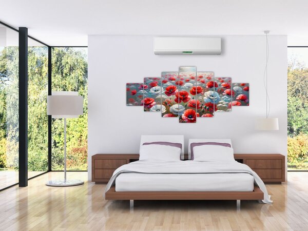 Obraz - Pole vlčích máků (210x100 cm)