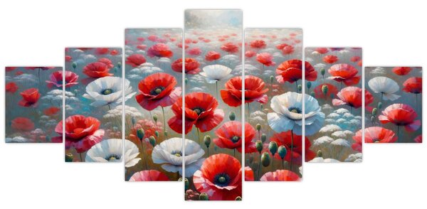 Obraz - Pole vlčích máků (210x100 cm)