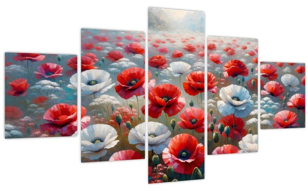 Obraz - Pole vlčích máků (125x70 cm)