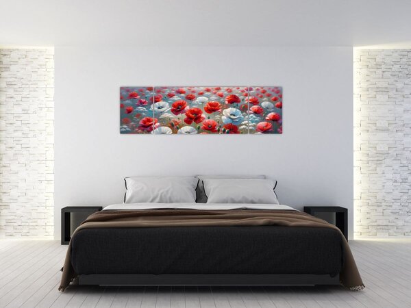 Obraz - Pole vlčích máků (170x50 cm)