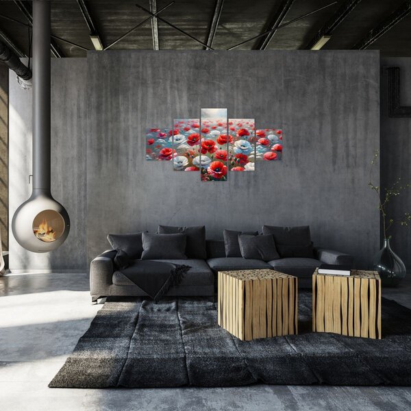 Obraz - Pole vlčích máků (125x70 cm)