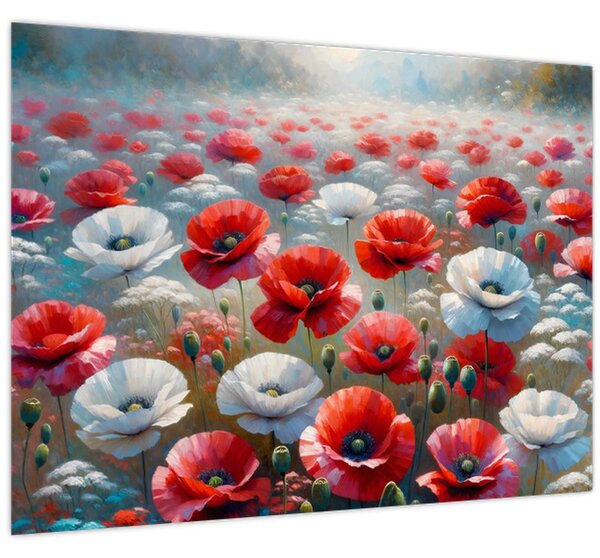 Obraz - Pole vlčích máků (70x50 cm)