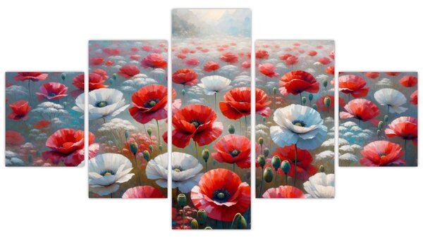 Obraz - Pole vlčích máků (125x70 cm)