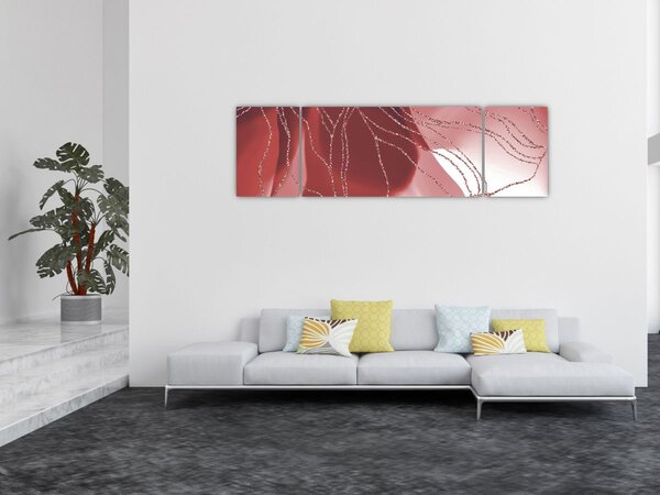 Obraz - Červená abstraktní květina N⁰1 (170x50 cm)