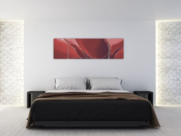 Obraz - Červená abstraktní květina N⁰2 (170x50 cm)