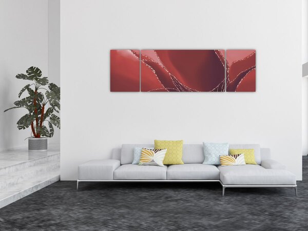 Obraz - Červená abstraktní květina N⁰2 (170x50 cm)