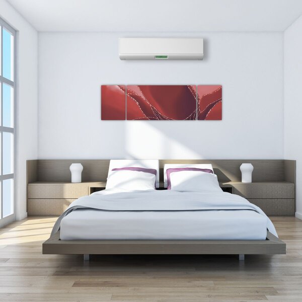 Obraz - Červená abstraktní květina N⁰2 (170x50 cm)