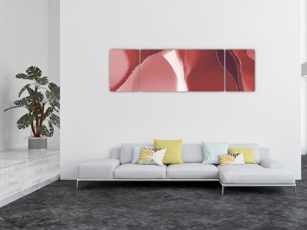 Obraz - Červená abstraktní květina N⁰3 (170x50 cm)