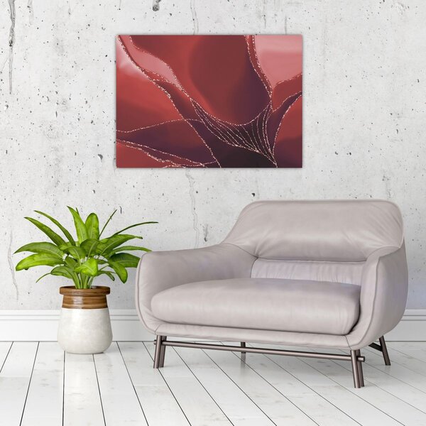 Obraz - Červená abstraktní květina N⁰2 (70x50 cm)