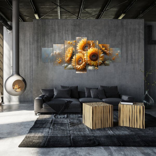 Obraz - Malba slunečnic (210x100 cm)