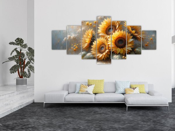 Obraz - Malba slunečnic (210x100 cm)
