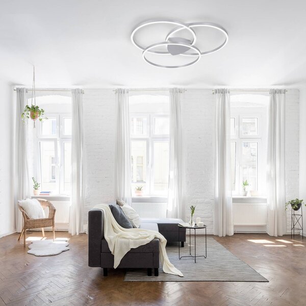 Q-Smart-Home Paul Neuhaus Q-KATE LED stropní světlo, stmívatelný, Hliník / šedá / zinek, Obývací pokoj / jídelna, Hliník, Moderní, Stropní svítidlo