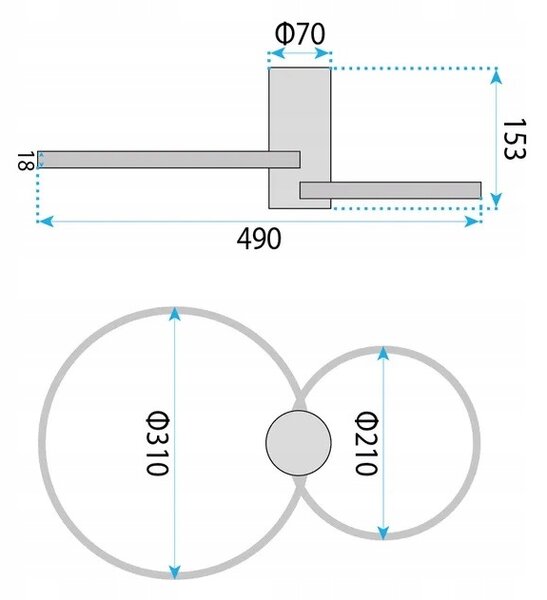 Závěsné svítidlo TOOLIGHT APP1402-CW 2-bodové LED světlo (integrovaný zdroj)