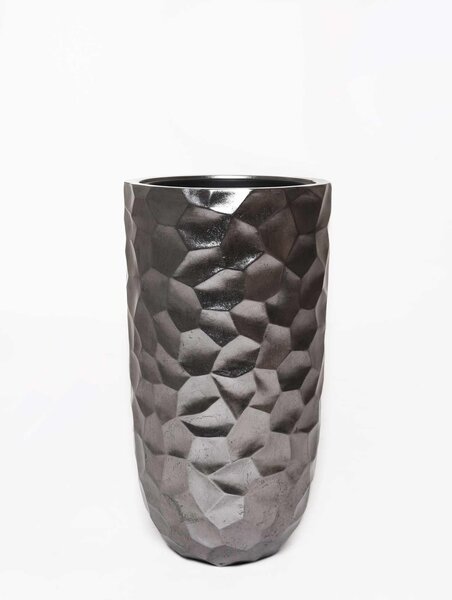 Luxusní květináč AMOLAR, sklolaminát, horní průměr 41 cm x výška 75 cm, stříbrný