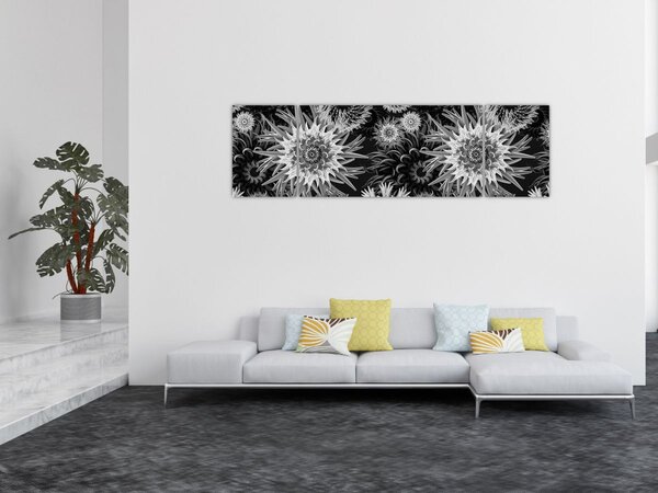 Obraz - Černobílé bodláky (170x50 cm)