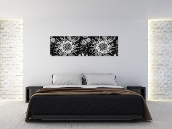 Obraz - Černobílé bodláky (170x50 cm)
