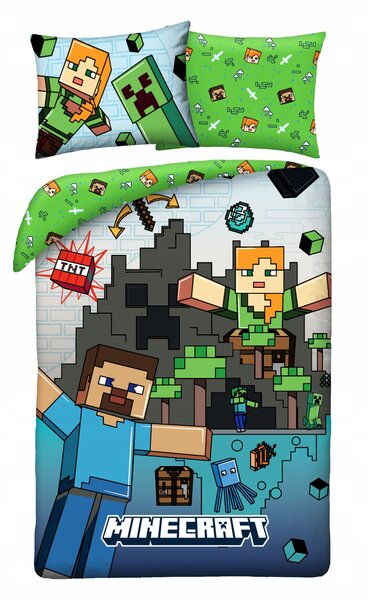 Dětské povlečení Minecraft 140 x 200 cm Halantex 100% bavlna Steve Alex