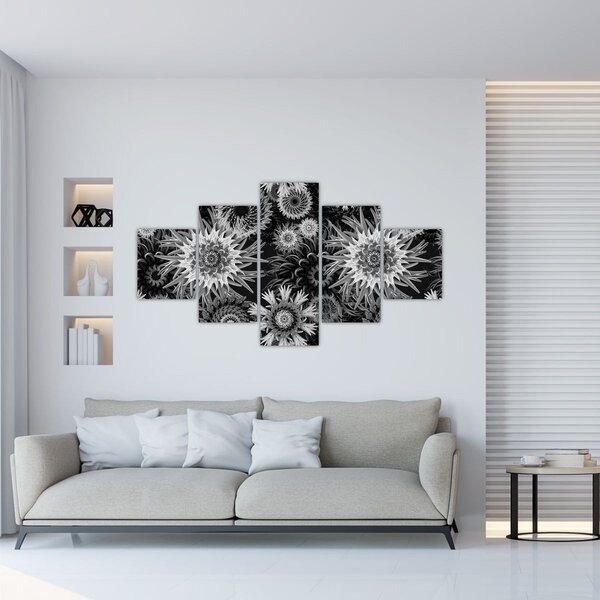 Obraz - Černobílé bodláky (125x70 cm)