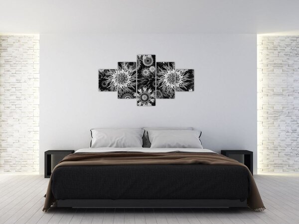 Obraz - Černobílé bodláky (125x70 cm)