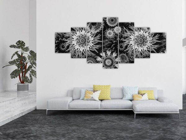 Obraz - Černobílé bodláky (210x100 cm)