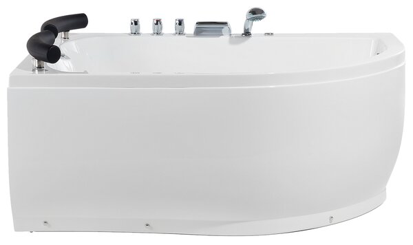 Rohová vířivá vana s LED osvětlením PARADISO Pravá 158 x 113 cm Bílá