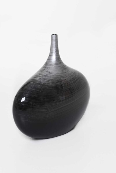 Luxusní stolní váza BELEZA, sklolaminát, výška 33 cm, stříbrno-černý lesk
