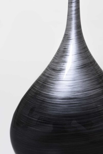 Okrasná stolní váza BELDADE, sklolaminát, výška 48 cm, stříbrno-černý lesk