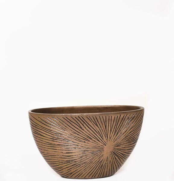 Okrasný květináč CHANTANT, sklolaminát, hloubka 37 cm, zlato-černý