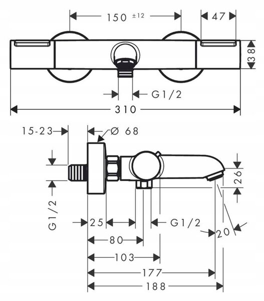 Hansgrohe Ecostat 13347000 termostatická vanová a sprchová baterie chrom