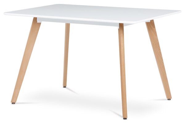 Jídelní stůl 120x80x74 cm, MDF, bílý matný lak, masiv buk