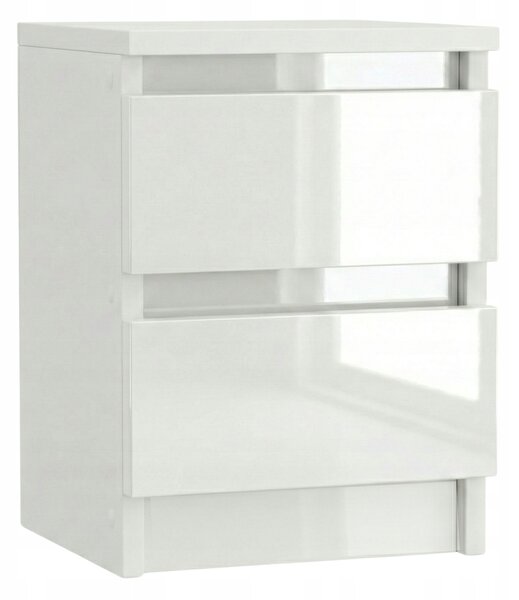 Noční stolek ComfortCove bílý lesk 30 cm 2 zásuvky