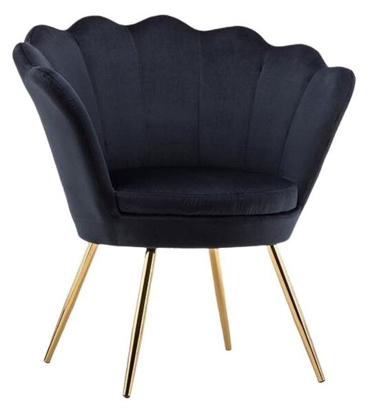 LuxuryForm DESIGN Křeslo FREY VELUR se zlatými nohami - černé