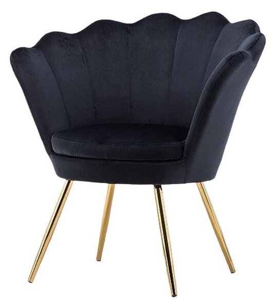 LuxuryForm DESIGN Křeslo FREY VELUR se zlatými nohami - černé