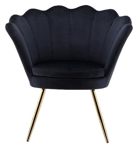 LuxuryForm DESIGN Křeslo FREY VELUR se zlatými nohami - černé