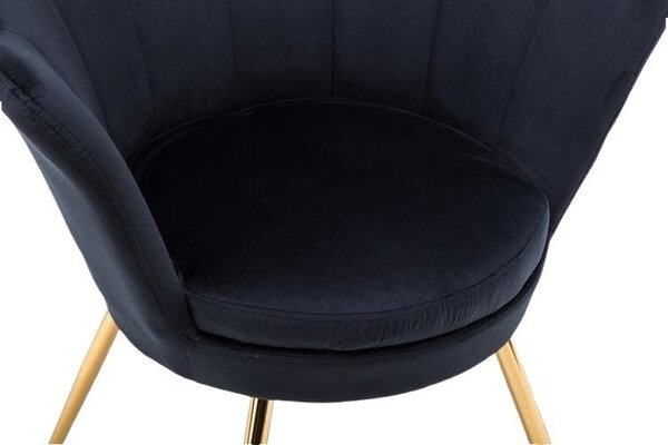 LuxuryForm DESIGN Křeslo FREY VELUR se zlatými nohami - černé