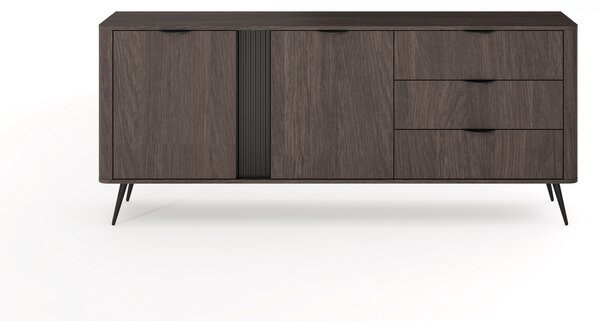 Komoda Edrin 195 cm se zásuvkami - dub dunin / černá