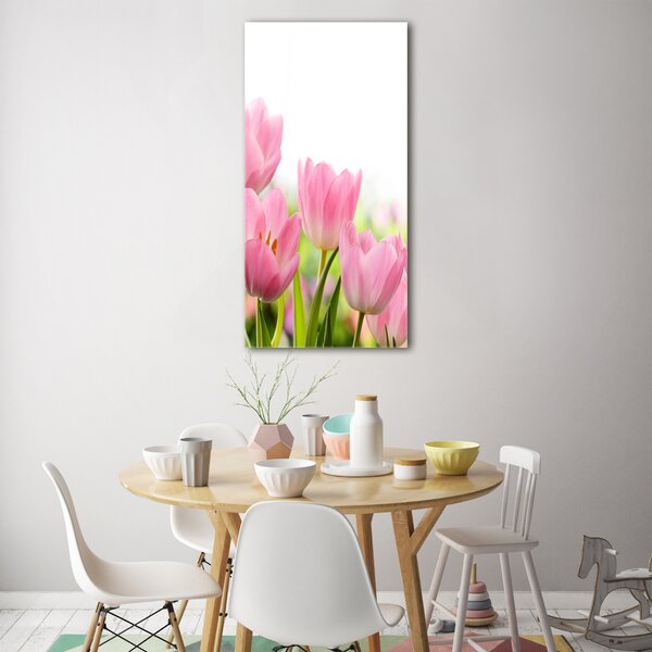Vertikální Fotoobraz na skle Růžové tulipány osv-76412458