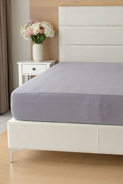 Prostěradlo Středně šedé ELASTAN PREMIUM Jersey s elastanem PREMIUM 90-100 x 200-220/40