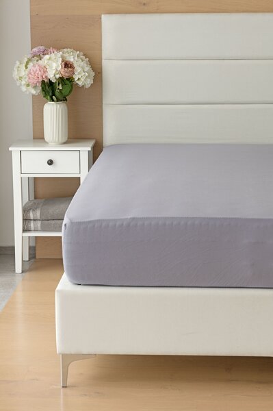 Prostěradlo Středně šedé ELASTAN PREMIUM Jersey s elastanem PREMIUM 90-100 x 200-220/40