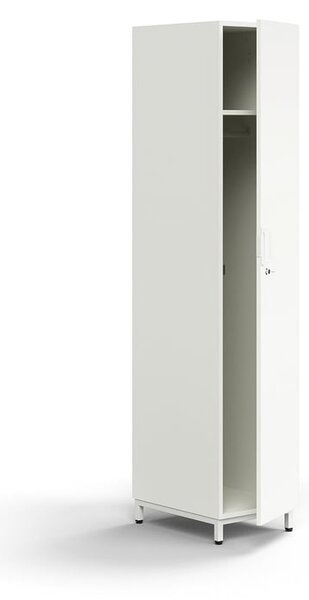 AJ Produkty Šatní skříň QBUS, uzamykatelná, šatní tyč, nohy, 2020x400x570 mm, bílá