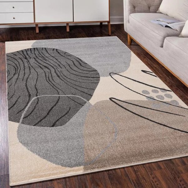 Makro Abra Moderní kusový koberec LUCY NP32B krémový šedý Rozměr: 80x150 cm