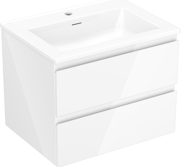 Mexen Orio koupelnová skříňka 60 cm s umyvadlem Otis, 2 zásuvky, bílý lesk - 91A10-06047-2-BFF00-W18M00