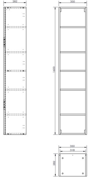 Mexen Rivel, koupelnový podstavec 35 cm, 1 dvířka, s drážkami, matná šedá, 91A21-03016-1-BF62