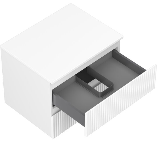 Mexen Rivel koupelnová skříňka pod umyvadlo 60 cm s deskou, 2 zásuvky, drážkovaná, bílá mat - 91A20-06047-2-BFFC01