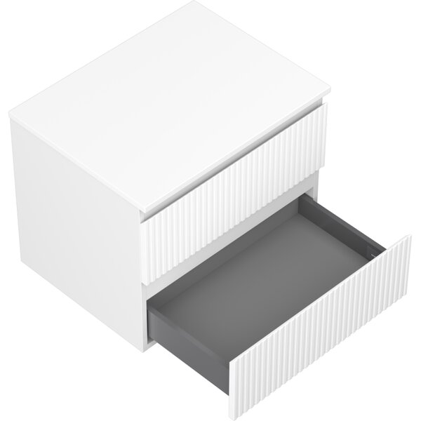 Mexen Rivel koupelnová skříňka pod umyvadlo 60 cm s deskou, 2 zásuvky, drážkovaná, bílá mat - 91A20-06047-2-BFFC01